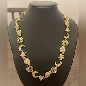 Melania Clara Gold Tone Planet Moon Star Necklace